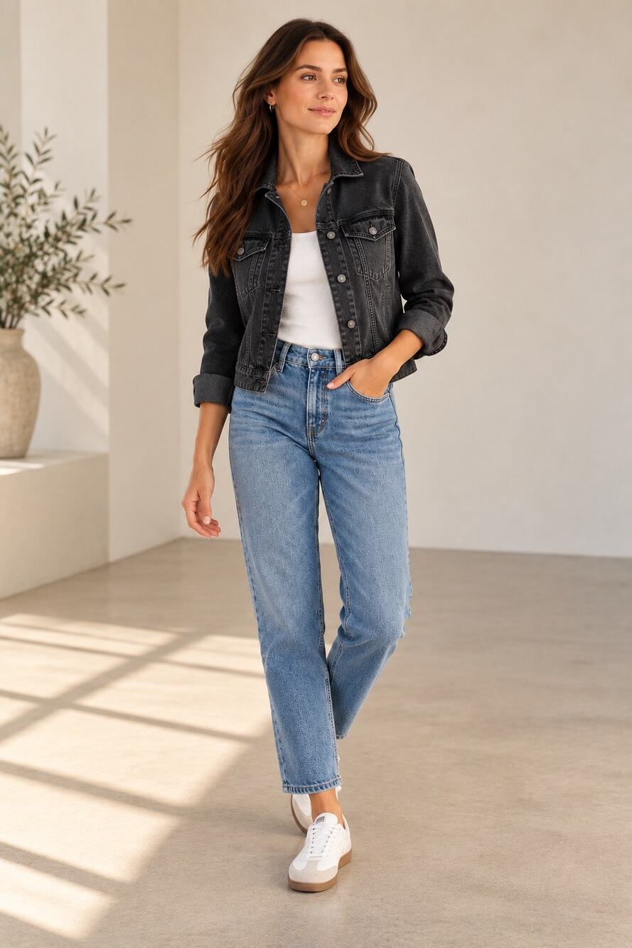 Chico’s Black Stretch Denim Jean Jacket Women’s Size 0 (4-6) Faded Wash